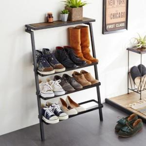 ヴィンテージ調立て掛けシューズラックの商品写真