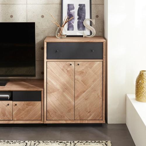 矢貼りデザインの塩系サイドキャビネットの商品写真