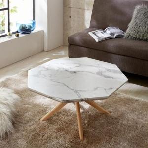 大理石調天板の八角リビングローテーブルの商品写真
