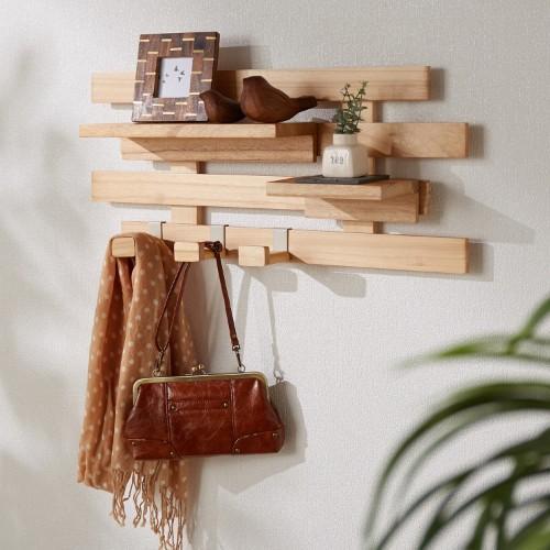 壁にかけられるフック付き桐すのこラックの商品写真