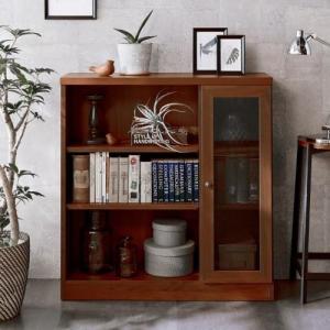 [日本製]ガラス扉収納付きオープンラックの商品写真