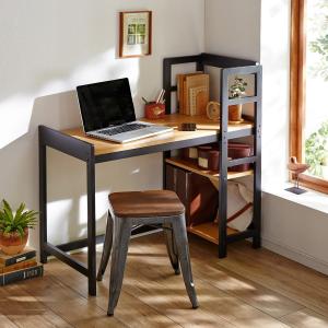 天然木のラック付きパソコンデスクの商品写真