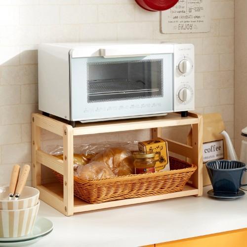 洗える樹脂製バスケット付き木製トースターラックの商品写真
