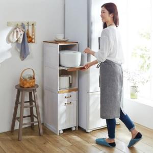 ワゴン付きスリムキッチン収納カウンター【ダストワゴンと収納ワゴンの2way】の商品写真