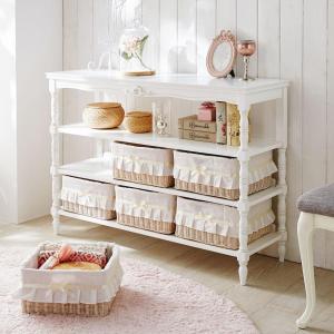 収納カゴ付き!エレガント調リビングラックの商品写真