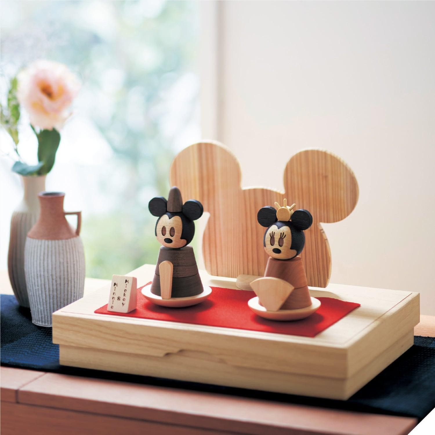 木の風合いが優しいお雛様「ミッキー&ミニー」の商品写真