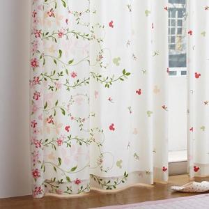 綿素材隠れミッキー柄プリントカーテン(ディズニー)■カラー：ピンク ブルー ■サイズ：幅100×丈110(2枚組),幅100×丈135(2枚組),幅100×丈150(2枚組),幅100×丈178(2枚組),幅100×丈185(2枚組),幅100×丈200(2枚組),幅100×丈230(2枚組)の商品写真