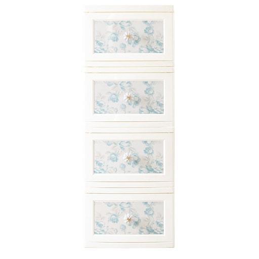 10%OFFドレスチェンジチェスト1段4個組■カラー：アンティックローズブルー) C(ダマスク) D(モダンローズ) E(ピンク) G(ラベンダーダマスク) I(ストライプピンクの商品写真