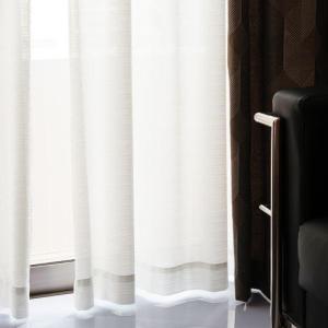 〔形状記憶付き〕ボーダー柄UVカットミラーレースカーテンの商品写真