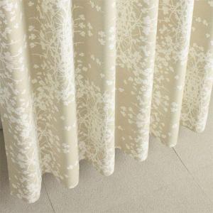 〔形状記憶付き〕モダンリーフ柄遮光プリントカーテンの商品写真