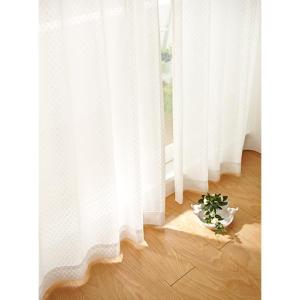 やや光沢のある格子柄ミラーレースカーテンの商品写真