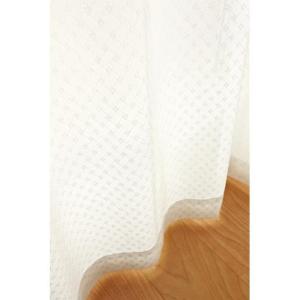 〔形状記憶付き〕やや光沢のある格子柄ミラーレースカーテンの商品写真