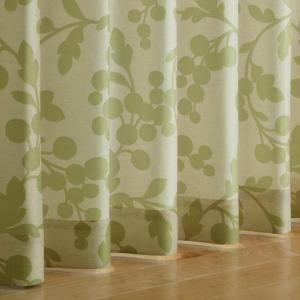 〔遮熱・1級遮光裏地付き〕木の実柄プリントカーテンの商品写真