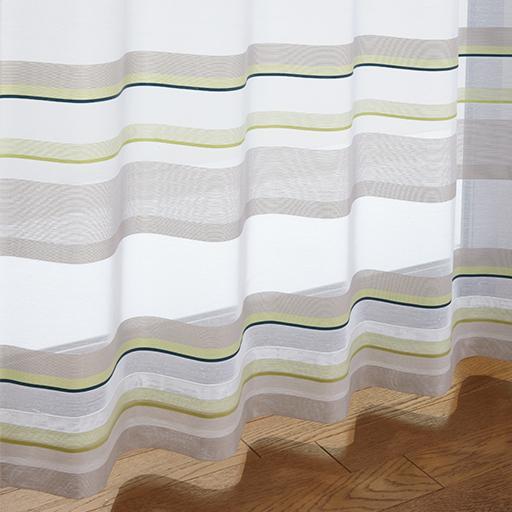 透け感のあるボーダー柄デザインボイルカーテンの商品写真