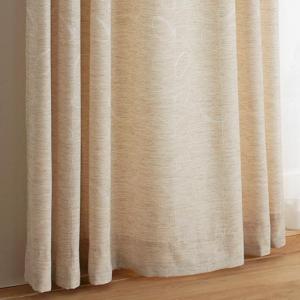 〔形状記憶付き〕手書き風リーフ柄ナチュラルカーテンの商品写真