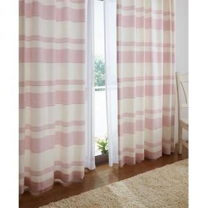 ボーダー柄綿混ナチュラルカーテンの商品写真