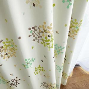 〔形状記憶付き〕カジュアルリーフ柄プリント遮光カーテン(ハッチ)の商品写真