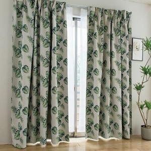 〔形状記憶付き〕遮熱保温・2級遮光プリントカーテン(ボタニカル)の商品写真
