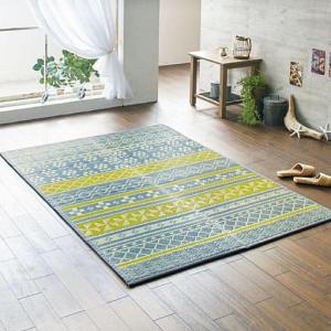 い草ラグ(北欧柄ふっくらタイプ フローリングにも合う 踏み心地もふっくら 吸放湿性に優れた天然いぐさ使用)畳ラグ■カラー：イエロー ブラウン ■サイズ：横180×縦180cm,横240×縦180cm,横320×縦240cm,横180×縦120cm,横240×縦240cmの商品写真