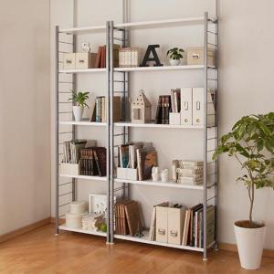 奥行選べる木製棚突っ張りスチール書棚の商品写真