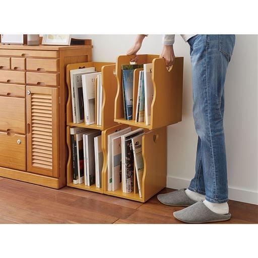 スタッキングブックスタンド■カラー：ブラウン ライトブラウン ■サイズ：A(2個組),B(4個組)の商品写真