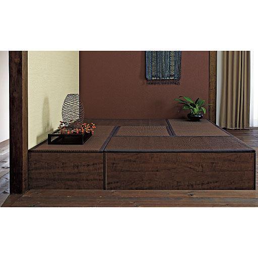 収納ができる樹脂畳ユニット■カラー：ブラウン ナチュラル ■サイズ：D(幅180/奥行60/高さ32),E(幅60/奥行60/高さ45),F(幅90/奥行60/高さ45),G(幅120/奥行60/高さ45),H(幅180/奥行60/高さ45),A(幅60/奥行60/高さ32),C(幅120/奥行60/高さ32),B(幅90/奥行60/高さ32)の商品写真