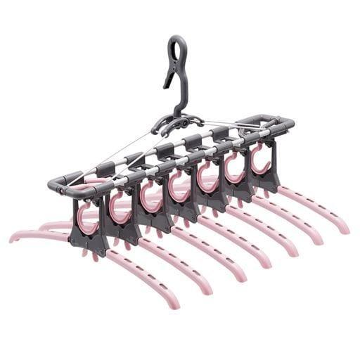 7連ハンガー(干す・収納・回収が楽ちん)■カラー：ピンクの商品写真