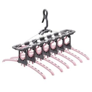 7連ハンガー(干す・収納・回収が楽ちん)■カラー：ピンクの商品写真