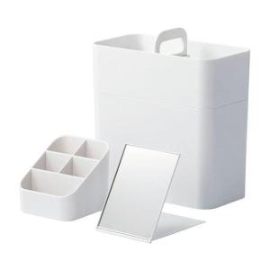 持ち運びができるメイクボックス■カラー：ホワイト グレーの商品写真