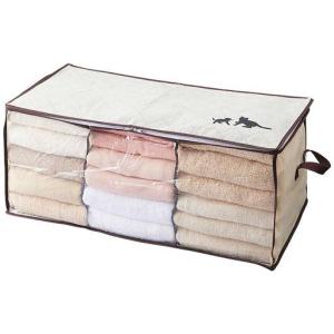 炭消臭 猫デザインの収納袋 2枚組■カラー：アイボリー ■サイズ：A(ベッド下),B(大収納衣類),C(羽毛布団)の商品写真