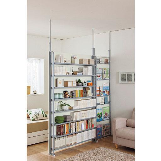 すき間が出来ない間仕切り収納パーテーション■カラー：ホワイト ライトブラウン ■サイズ：A(マガジン/幅60),B(マガジン/幅90),C(マガジン/幅120),D(コミック/幅60),E(コミック/幅90),F(コミック/幅120),G(棚タイプ/幅60),H(棚タイプ/幅90),I(棚タイプ/幅120)の商品写真