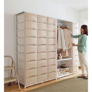 たくさん収納できるタワー型の衣装ケース(ハンガー付きタイプあり)■カラー：ホワイト ベージュ ダークブラウン ■サイズ：B(1列/8段),C(1列/9段),F(2列/8段),H(2列/10段),J(3列/8段),K(3列/9段),L(3列/10段),M(ハンガー/7段),N(ハンガー/8段),P(ハンガー/10段),G(2列/9段)の商品写真