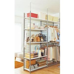 クローゼットにもなる突っ張り間仕切りラック■カラー：ホワイト ライトブラウン ■サイズ：A(ハンガータイプ/幅60),B(ハンガータイプ/幅90),C(棚タイプ/幅60),D(棚タイプ/幅90),E(連結用ハンガータイプ/幅58),F(連結用ハンガータイプ/幅88),G(連結用棚タイプ/幅58),H(連結用棚タイプ/幅88)の商品写真