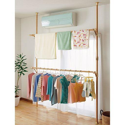 突っ張りポールハンガー■サイズ：D,B(伸縮式上下ダブルハンガー),A(伸縮式上部ハンガー)の商品写真