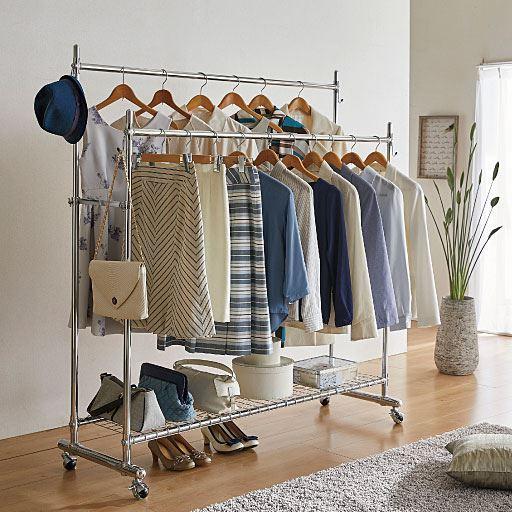 ハンガーラック(頑丈タイプ)/キャスター付き■サイズ：B(シングルタイプ/幅90cm),C(シングルタイプ/幅120cm),E(ダブルタイプ/幅90cm),F(ダブルタイプ/幅120cm),G(ダブルタイプ/幅150cm)の商品写真