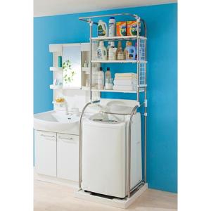 45%OFF曲線がおしゃれなステンレスランドリーラック(洗濯機ラック)の商品写真