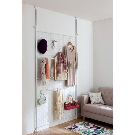 40%OFFつっぱりワイヤーネット(ハンガーラック付き)■カラー：ホワイト ■サイズ：C(幅91)の商品写真