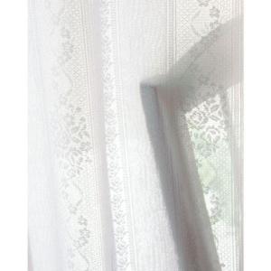 〔形状記憶付き〕バラとストライプのUVカット遮熱保温・遮像レースカーテン■カラー：ホワイト ■サイズ：幅100×丈88(2枚組),幅100×丈108(2枚組),幅100×丈118(2枚組),幅100×丈133(2枚組),幅100×丈148(2枚組),幅100×丈168(2枚組),幅100×丈176(2枚組),幅100×丈183(2枚組),幅100×丈188(2枚組),幅100×丈193(2枚組),幅100×丈198(2枚組),幅100×丈203(2枚組),幅100×丈208(2枚組),幅1の商品写真